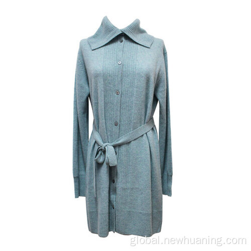 wool wrap cardigan Blue Long Cardigan Dress Factory